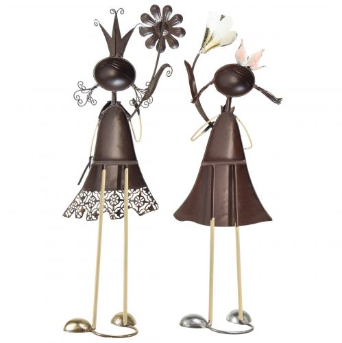 Artículo Figuras decorativas decoración de balcón figuras de niña de metal 56/57cm 2uds