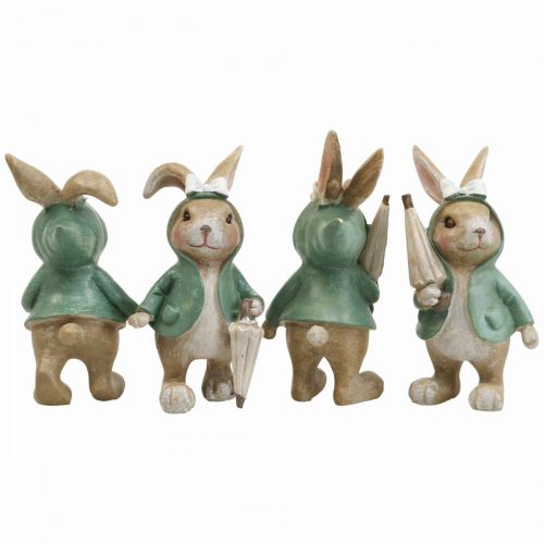 Figuras decorativas conejo con sombrilla H10.5cm 4pcs