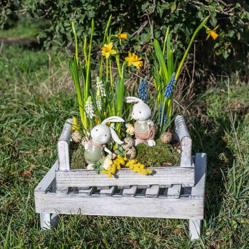 Floristik24 Figuras decorativas conejo conejo niños con pollitos H11cm 2pcs