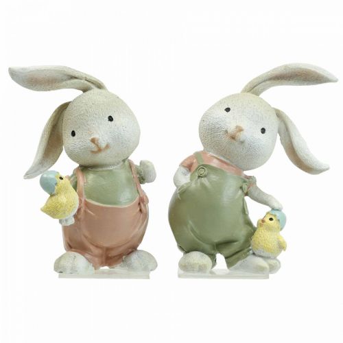 Figuras decorativas conejo conejo niños con pollitos H11cm 2pcs