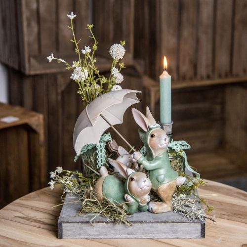 Figuras decorativas pareja de conejos Conejos decorativos con sombrilla H22cm