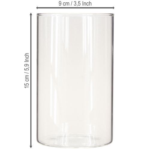 Artículo Jarrón de cristal decorativo, decoración de mesa, florero incoloro Ø9cm H15cm