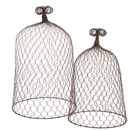 Campana decorativa de metal, ayuda para trepar, cubierta de alambre, marrón, acabado óxido, H50/41cm Ø30/25cm, juego de 2 comprar | Floristik24.es