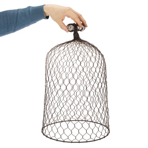 Campana decorativa de metal, ayuda para trepar, cubierta de alambre, marrón, acabado óxido, H50/41cm Ø30/25cm, juego de 2 | Floristik24.es