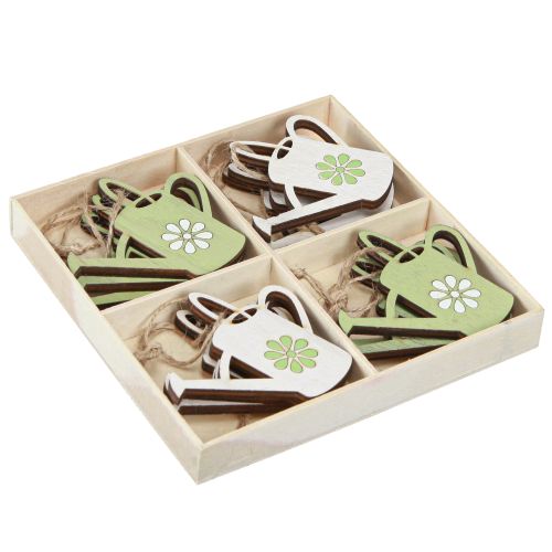 Artículo Percha decorativa regadera decoración de madera verde natural 8cm 12 piezas