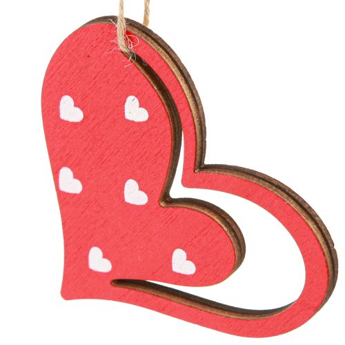 Artículo Percha decorativa decoración de corazón para el Día de la Madre rojo blanco 7,5cm 12 piezas
