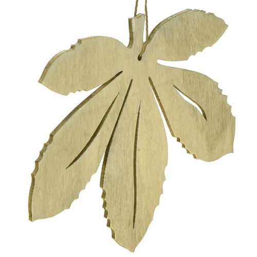 Artículo Percha decorativa madera hojas de otoño verde natural marrón 12x10cm 12uds