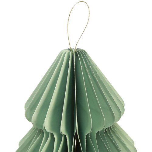 Artículo Percha decorativa árbol de papel Navidad menta plata H40cm 2ud
