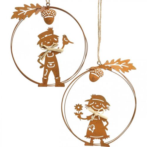 Artículo Percha decorativa óxido decoración otoño anillo decorativo metal Ø13cm 4 piezas