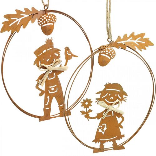 Artículo Percha decorativa óxido decoración otoñal anillo decorativo metal Ø13cm 4 piezas