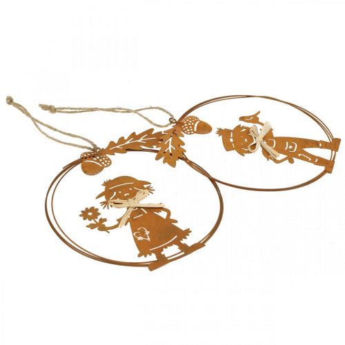 Artículo Percha decorativa óxido decoración otoñal anillo decorativo metal Ø13cm 4 piezas