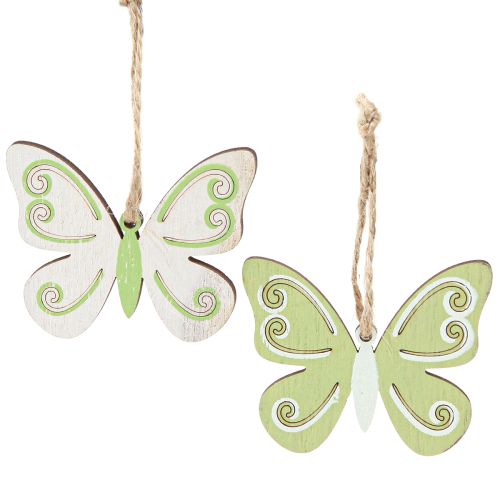 Floristik24 Percha decorativa mariposa decoración madera verde natural 5×6cm 12 piezas