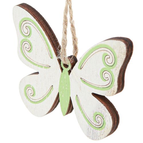 Artículo Percha decorativa mariposa decoración madera verde natural 5×6cm 12 piezas