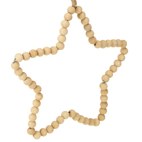 Artículo Cuentas navideñas decorativas de madera corazón estrella árbol H16cm 3 piezas