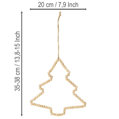 Artículo Percha decorativa Navidad cuentas de madera corazón estrella árbol H20cm 3pcs