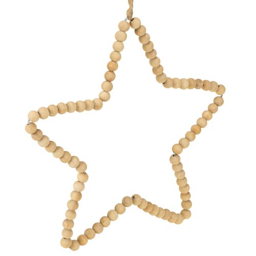 Artículo Percha decorativa Navidad cuentas de madera corazón estrella árbol H20cm 3pcs