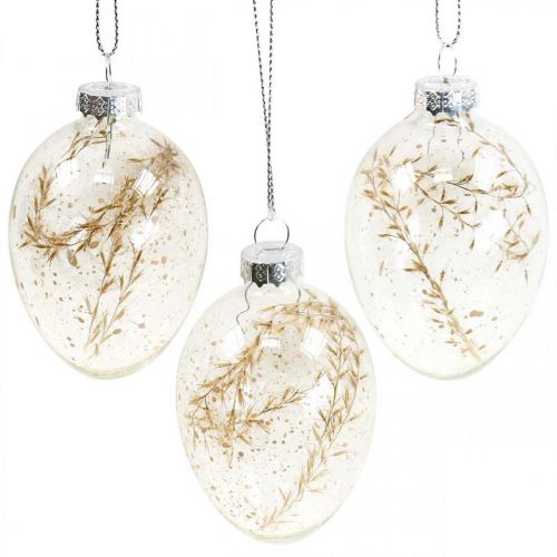 Floristik24 Percha decorativa huevo relleno de vidrio decoración de Pascua para colgar 5x8cm 6 piezas