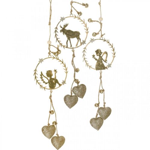 Colgador decorativo para ventana, corona de metal Adviento, ángel, reno Ø9cm juego de 3