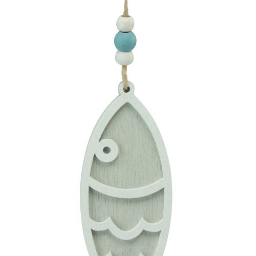 Artículo Percha decorativa pez madera decoración colgante azul marítimo 12cm 9 piezas