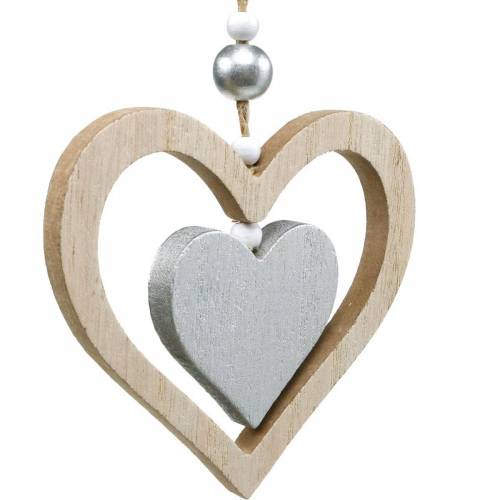 Floristik24 Percha decorativa corazón flor mariposa natural, decoración de madera plateada 6 piezas