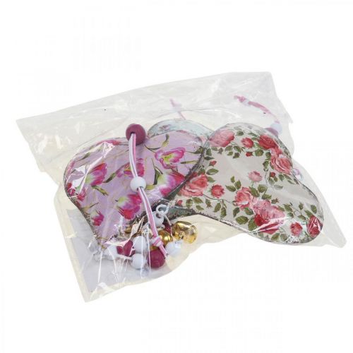 Floristik24 Percha decorativa decoración de corazón colgante de flores vintage 8,5x9cm 3 piezas