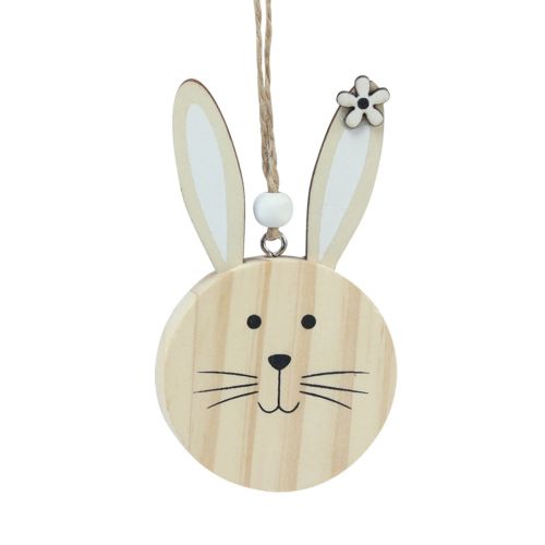 Artículo Percha decorativa cabeza de conejo de madera oro blanco natural 10,5cm 8 piezas