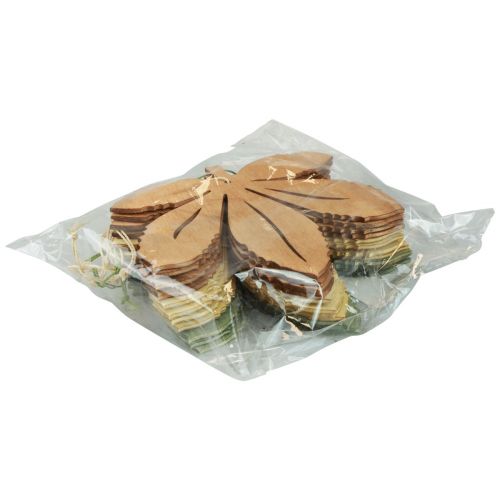 Artículo Percha decorativa madera hojas de otoño verde natural marrón 12x10cm 12uds