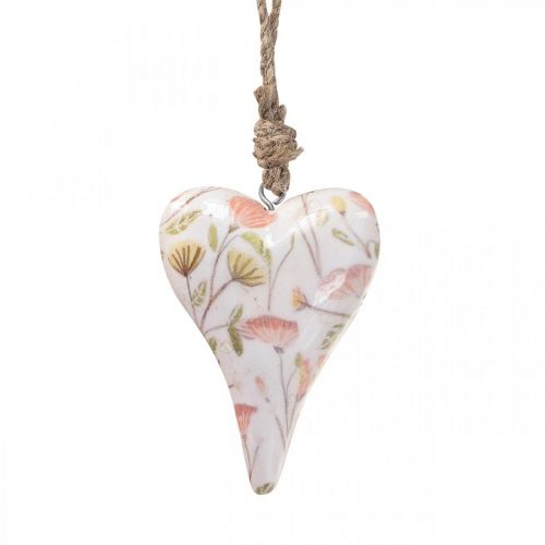 Floristik24 Percha decorativa corazón de madera percha decorativa motivo flores 7x10x2,5cm