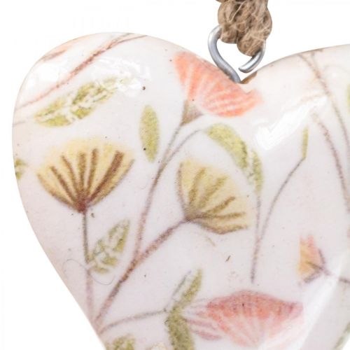 Artículo Percha decorativa corazón de madera percha decorativa motivo flores 7x10x2,5cm