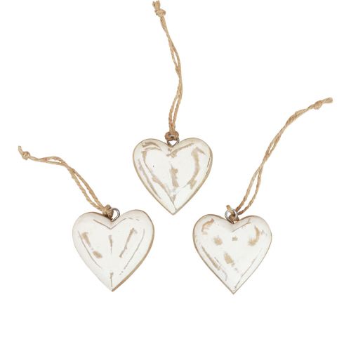 Floristik24 Perchas decorativas madera corazones de madera natural oro blanco vintage 6cm 8ud