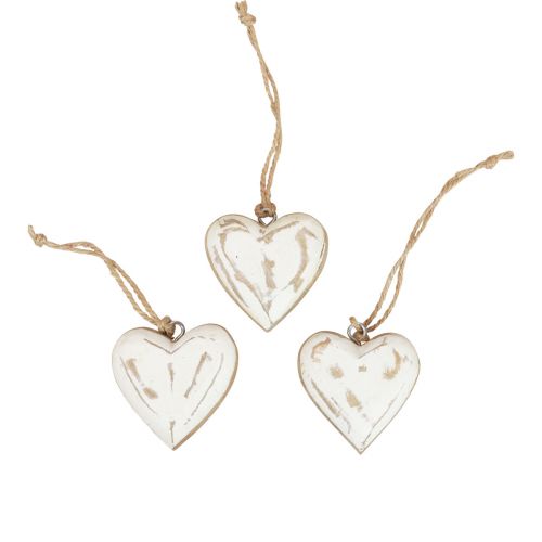 Artículo Percha decorativa madera corazones de madera natural oro blanco vintage 6cm 8 piezas