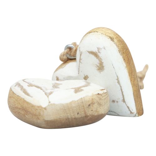 Artículo Percha decorativa madera corazones de madera natural oro blanco vintage 6cm 8 piezas