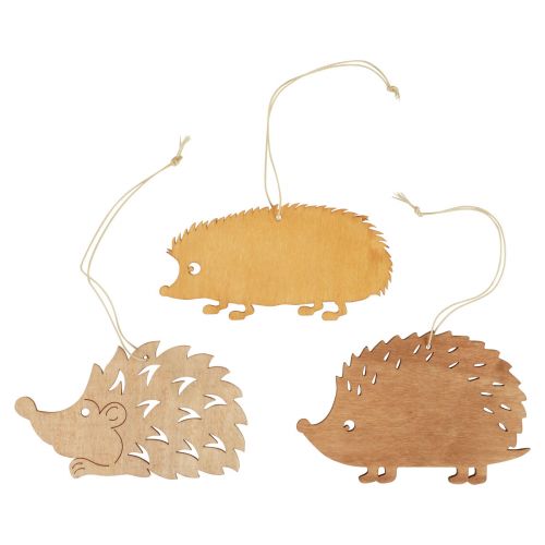 Floristik24 Percha decorativa decoración erizo de madera marrón natural naranja 12x10cm 12 piezas