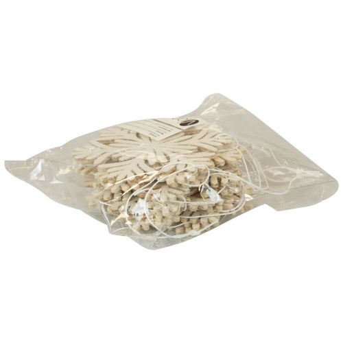 Floristik24 Percha decorativa madera copos de nieve deco brillo blanco Ø10cm 12ud