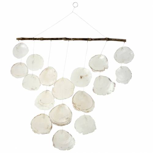 Carillón de viento de concha colgante decorativo marítimo en rama de madera flotante L65cm