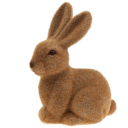 Artículo Deco conejo flocado marrón 15cm 4uds