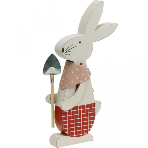 Conejito decorativo con pala, conejito, decoración de Pascua, conejito de madera, conejito de Pascua