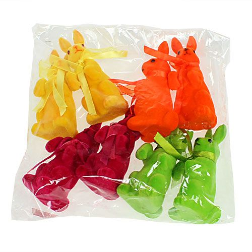 Floristik24 Conejo decorativo sentado reunido colorido H14,5cm 8pcs