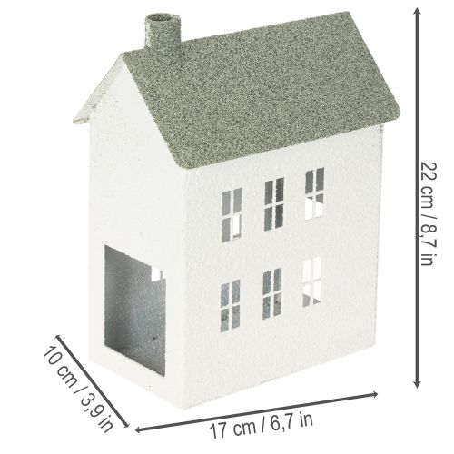 Casa decorativa de metal con forma de casita, con ventanas y chimenea, 22 cm. | Floristik24.es