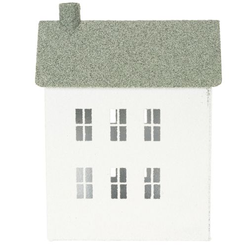 Casa decorativa de metal con forma de casita, con ventanas y chimenea, 22 cm. | Floristik24.es