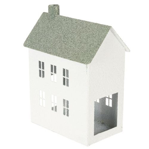 Casa decorativa de metal con forma de casita, con ventanas y chimenea, 22 cm. | Floristik24.es