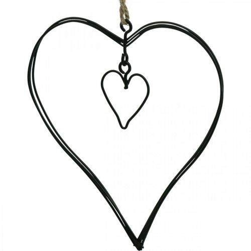 Corazón decorativo para colgar metal corazón negro 10,5cm 6uds