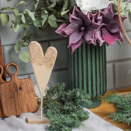 Floristik24 Corazón decorativo sobre soporte de madera con purpurina Al. 27 cm