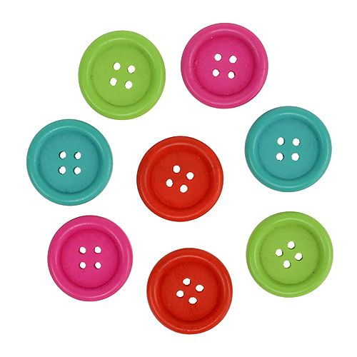 Floristik24 Botones decorativos de madera en colores surtidos. Ø2,5cm 72 uds.