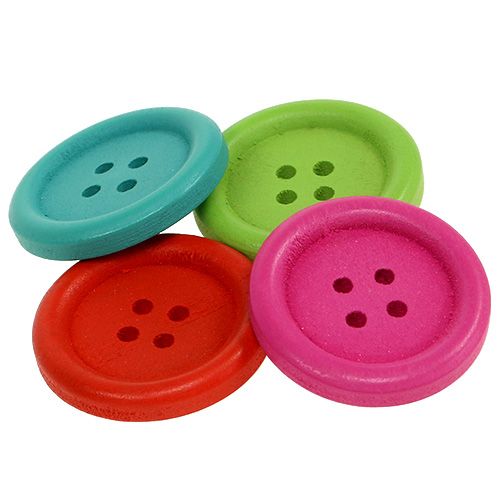 Floristik24 Botones decorativos de madera en colores surtidos. Ø2,5cm 72 uds.