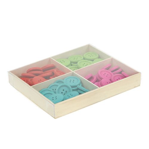 Floristik24 Botones decorativos de madera en colores surtidos. Ø2,5cm 72 uds.