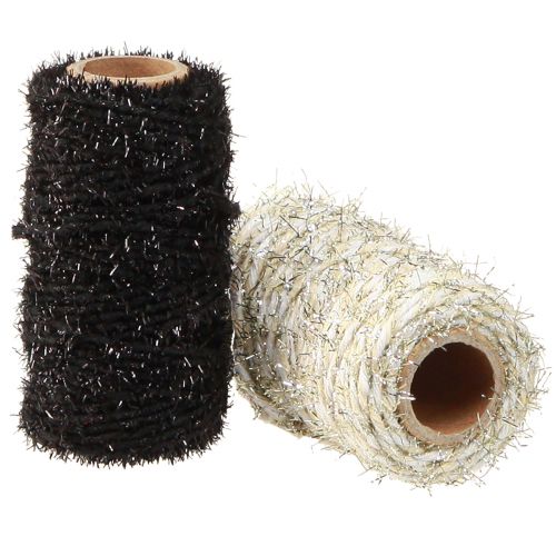 Artículo Cordón decorativo brillo negro beige blanco W1.5mm L25m 2 piezas