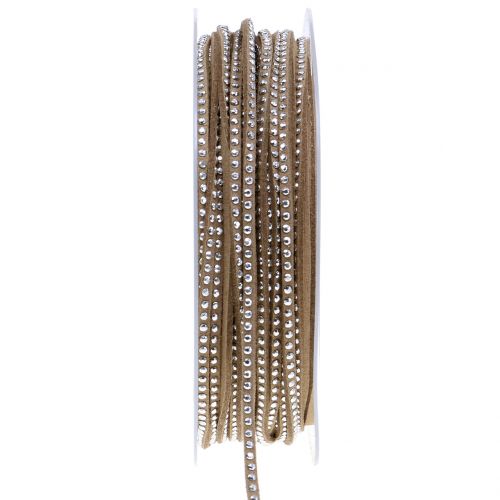 Floristik24 Correa de cuero Cable de cinta marrón con remaches 3mm 15m