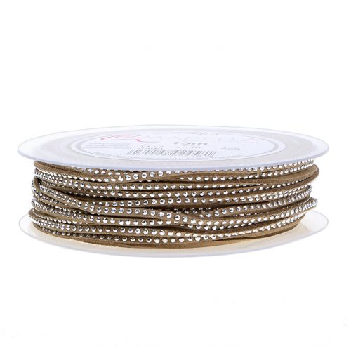 Floristik24 Correa de cuero Cable de cinta marrón con remaches 3mm 15m