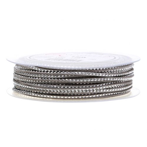 Floristik24 Correa de cuero Cable de cinta gris con remaches 3mm 15m